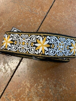 Embroidery Guitar Purse Strap, Blk\Gold