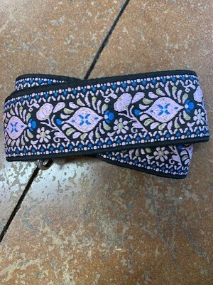 Embroidery Guitar Purse Strap, Pink\Blue
