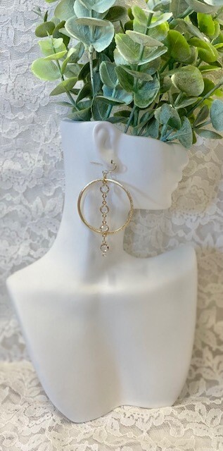 Brooke Morgan Hoop with Round Crystal Dangle, Sybil (083)