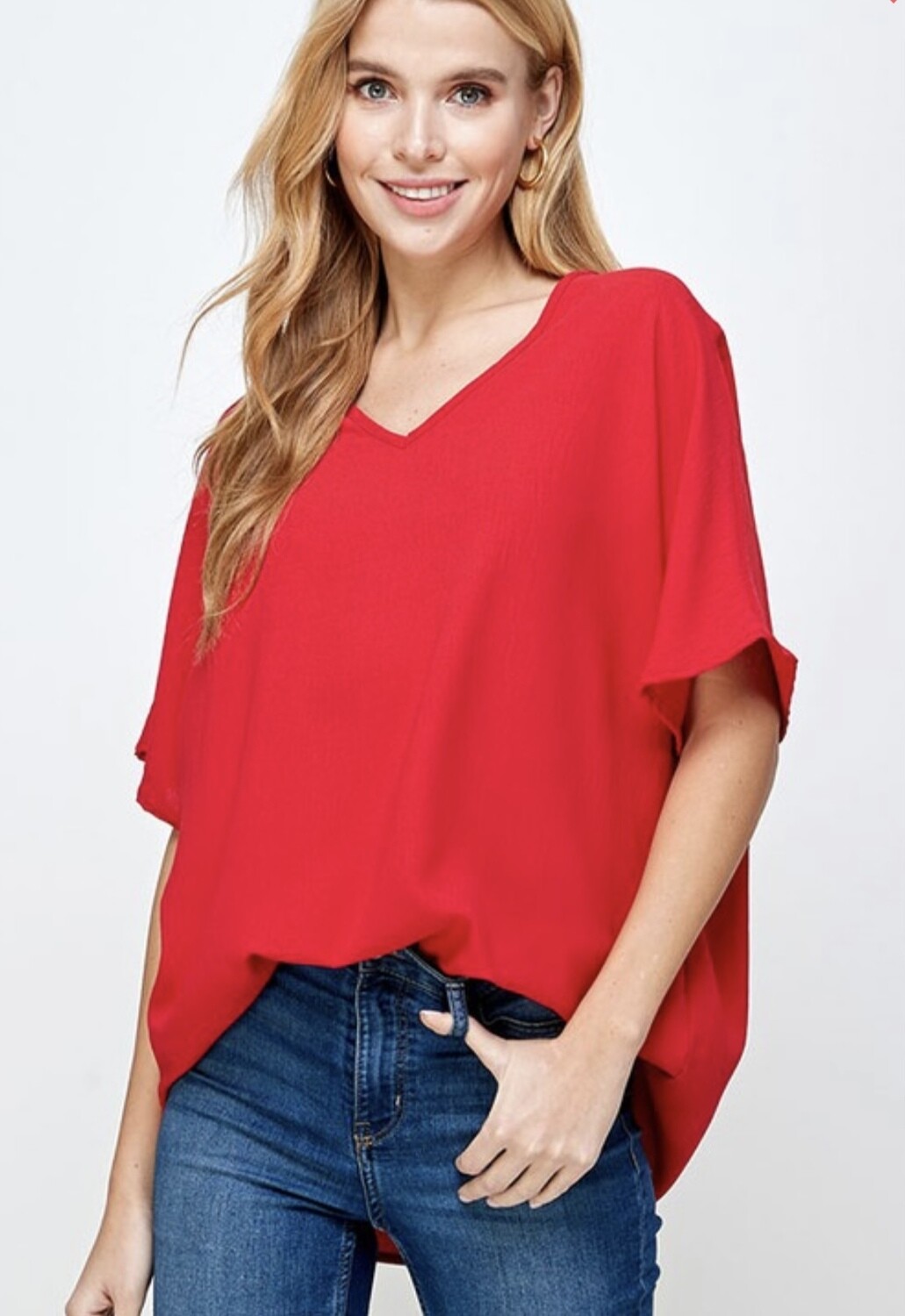 Textured Woven Top, Red