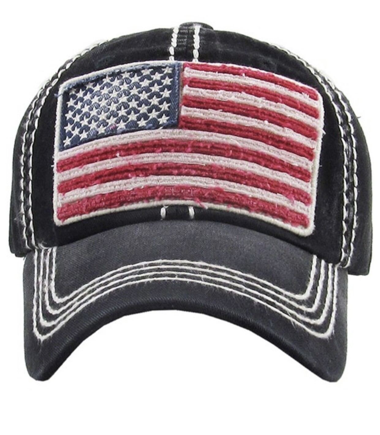 American Flag Vintage Baseball Cap, Black