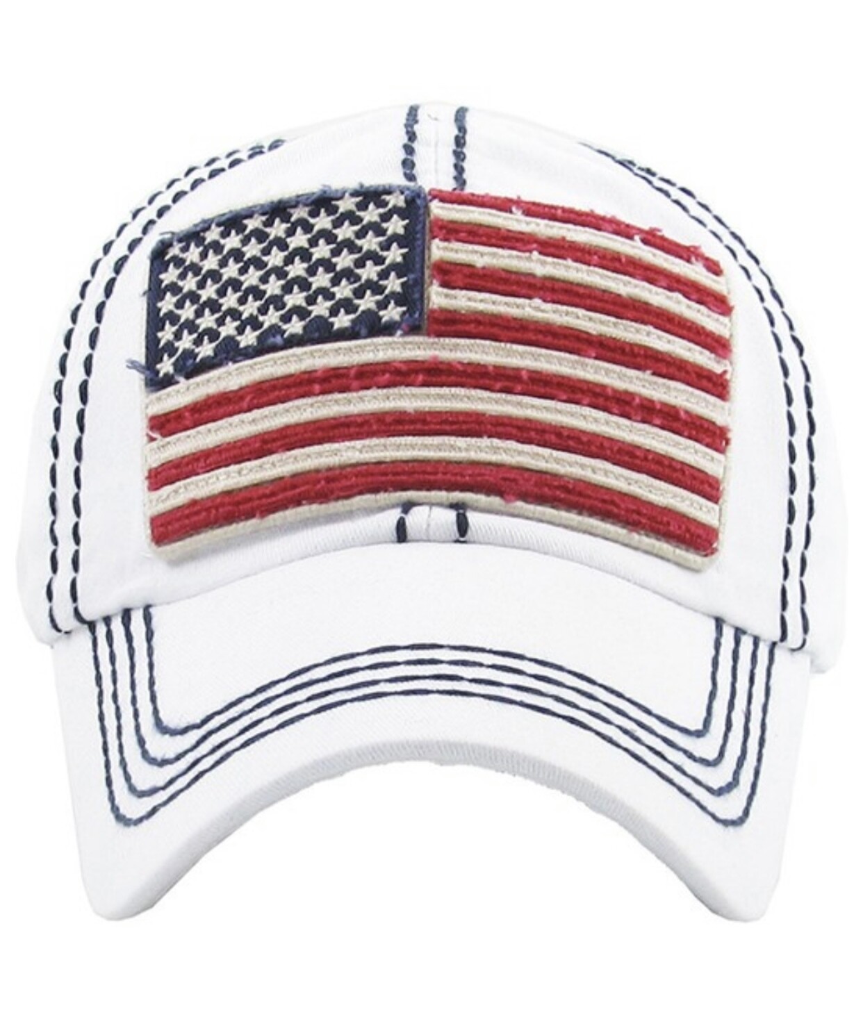 American Flag Vintage Baseball Cap, White