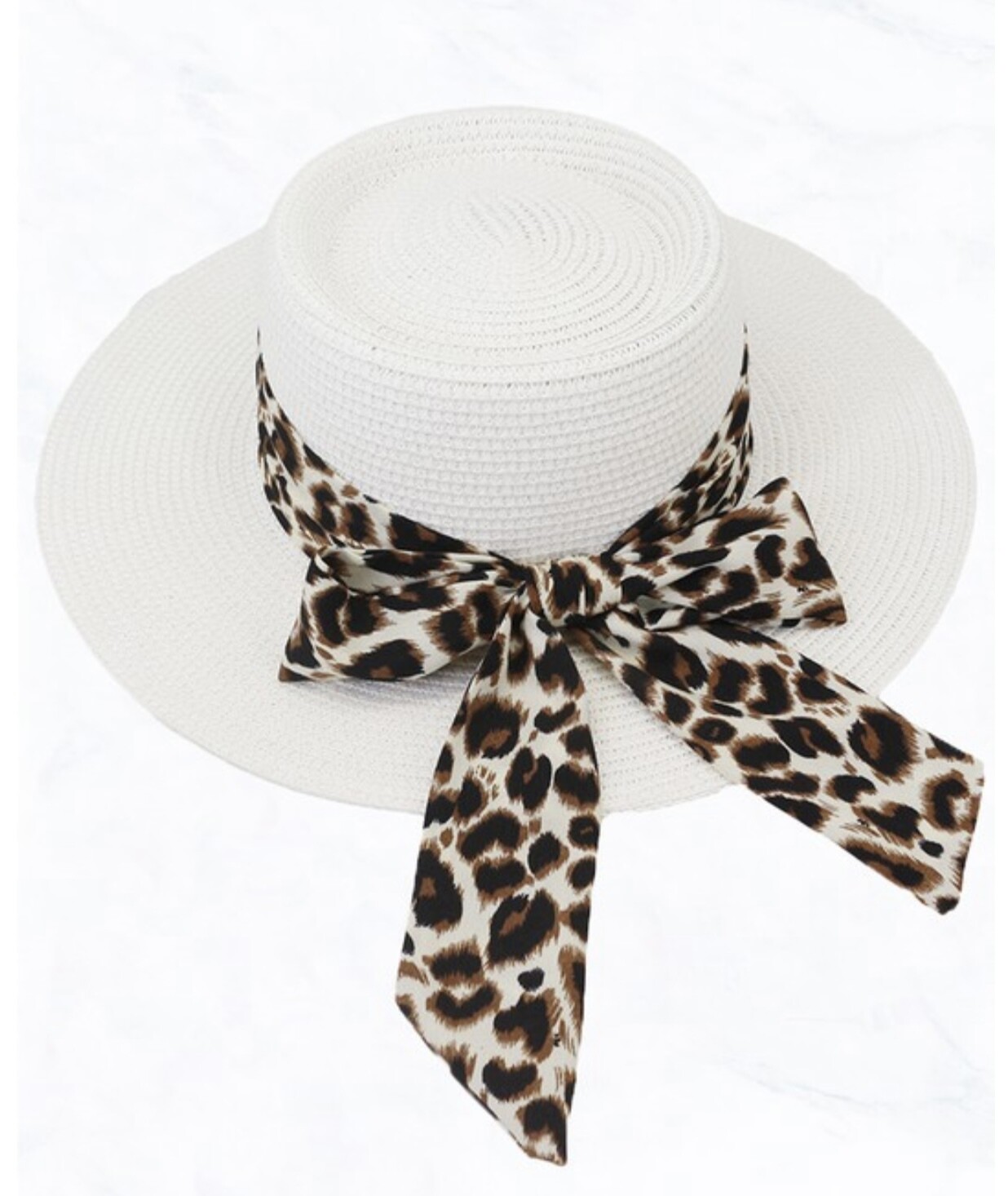 Sun Hat with Interchangeable Animal Scarf, White
