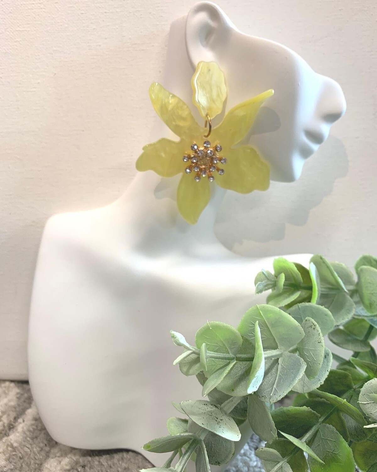 Crystal Lily Earrings, Yellow