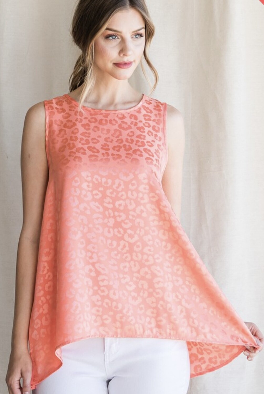 Sleeveless Top, Print, Coral