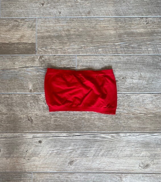 Bandeau Bra Top, Red, One Size