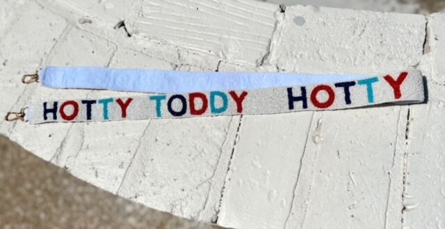 KL Beaded Purse Strap, White with Mixed Hotty Toddy