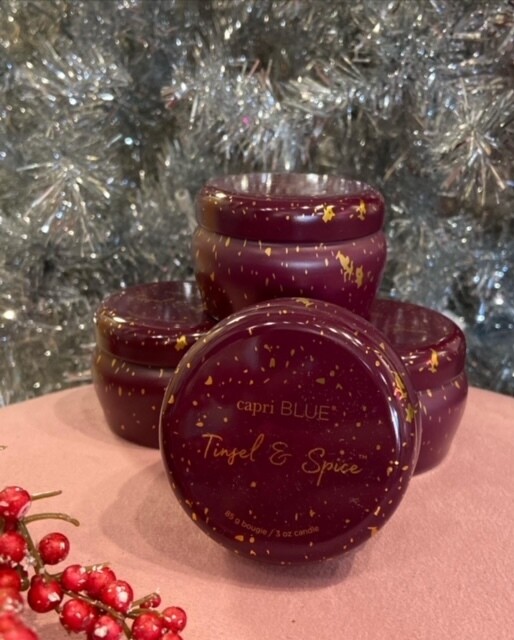 Capri Blue 3oz. Glimmer Mini Tin, Tinsel &amp; Spice