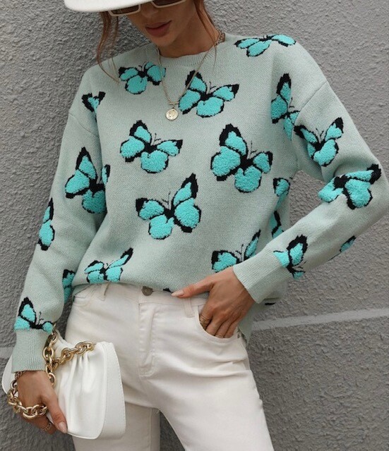 Butterfly Sweater, Grey\Blue