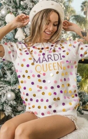 Mardi Gras Embroidered Top with Spangle