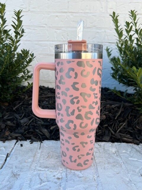 Dupe 40oz Cups with Straw, Nude Leopard