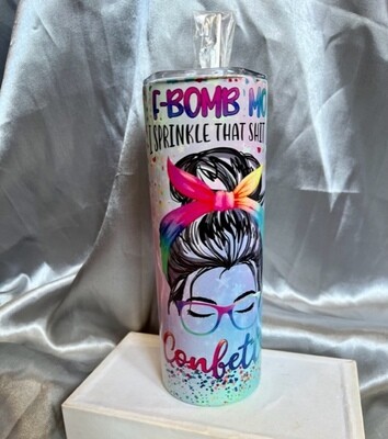 Stainless Steel Tumbler (with straw), Confetti Mama