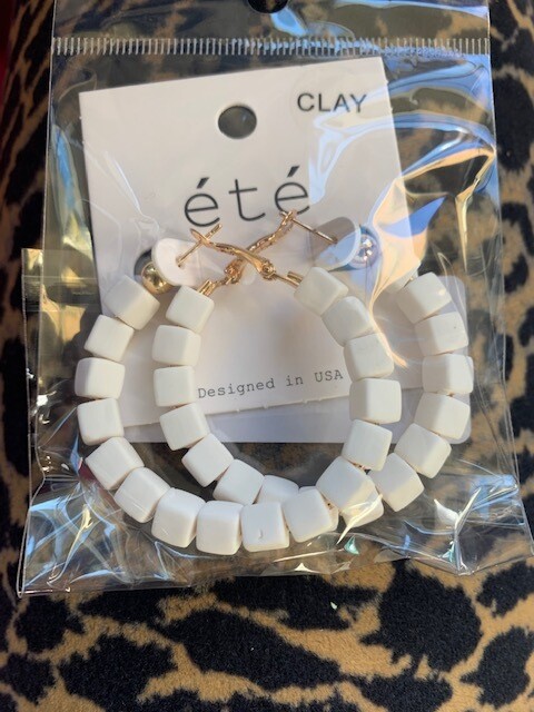 KL Beaded Hoops, White