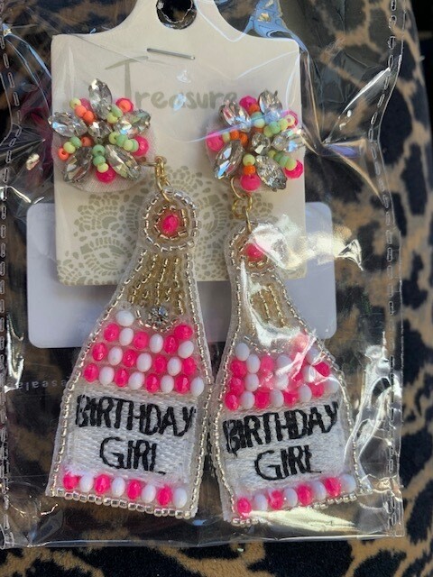 Birthday Girl Bubbly Beaded Earring, Pink