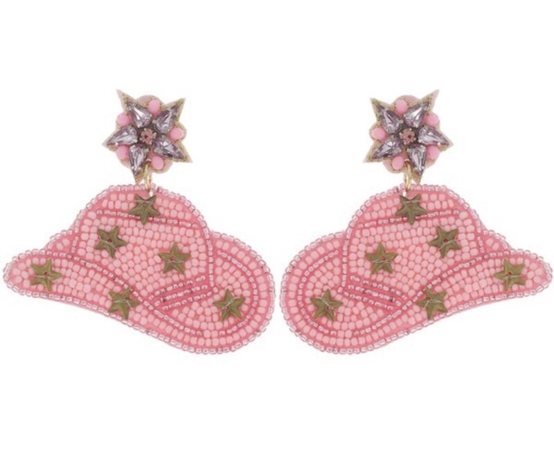 Star Studded Beaded Cowboy Hat, Pink