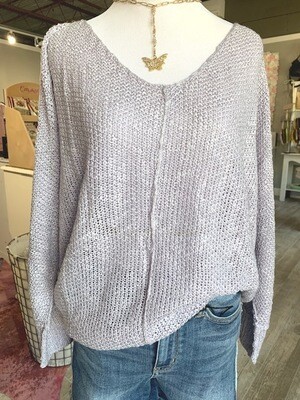Oversized V Neck Sweater, Lavender Mist
