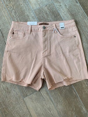 Judy Blue HW Dyed Shorts, Pink, XL