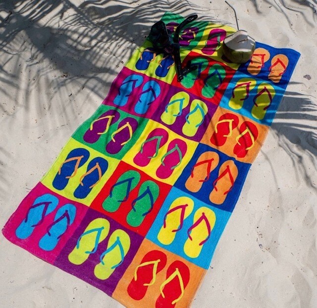 Velour Beach Towel, Flip Flop Design (30x60)