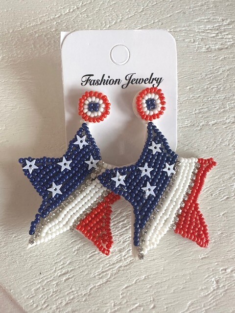 Patriotic Star Beaded Earrings