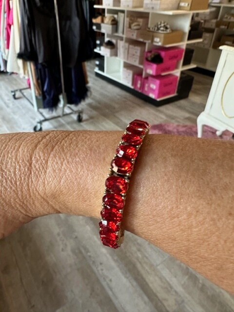 Stone Stretch Bracelet, Red