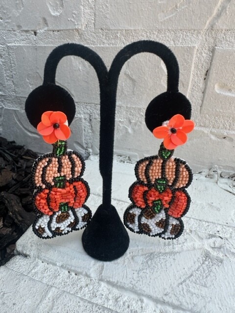 SL Stacked Pumpkin Beaded Earrings