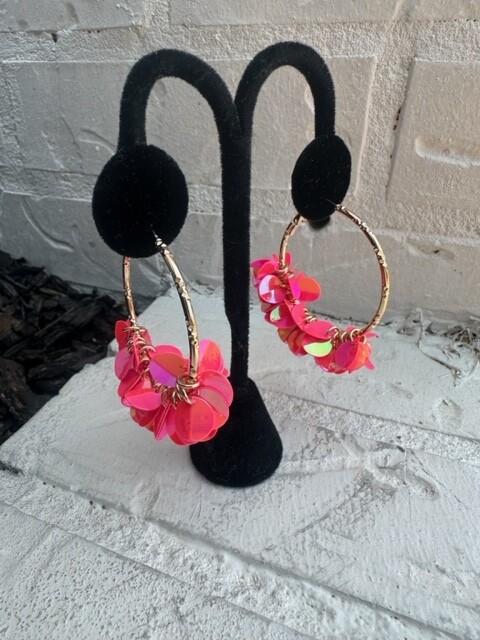 SL Hoop Earrings, Pink