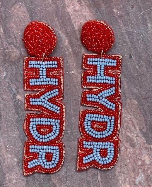 HYDR Red &amp; Powder Blue Beaded Earrings