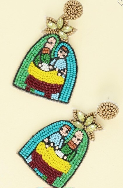 Jeweled Nativity Beaded Earrings