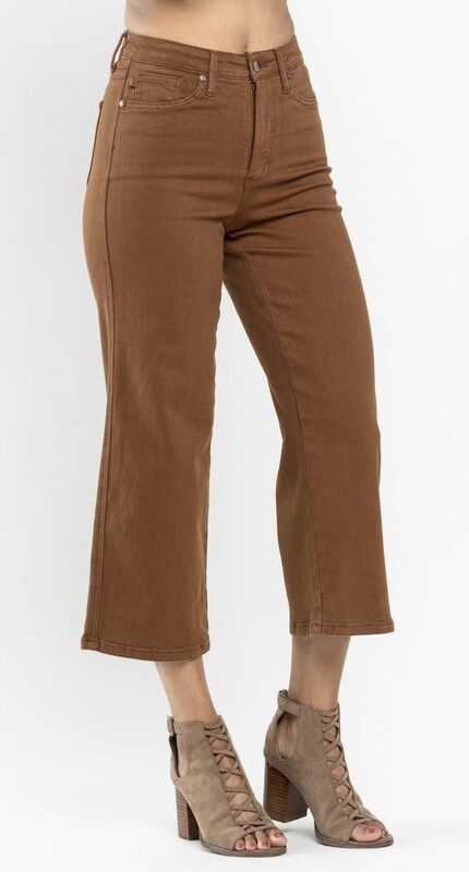 Judy Blue Garmet Dyed Wide Leg Crop, Camel