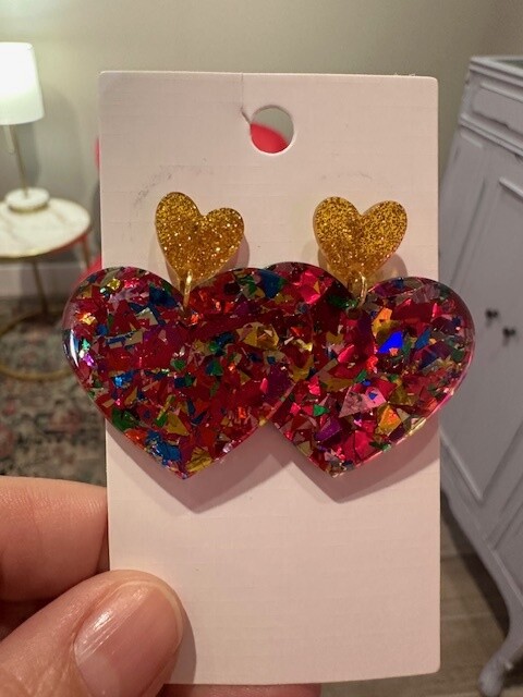Queen Of Heart Glitter Earrings