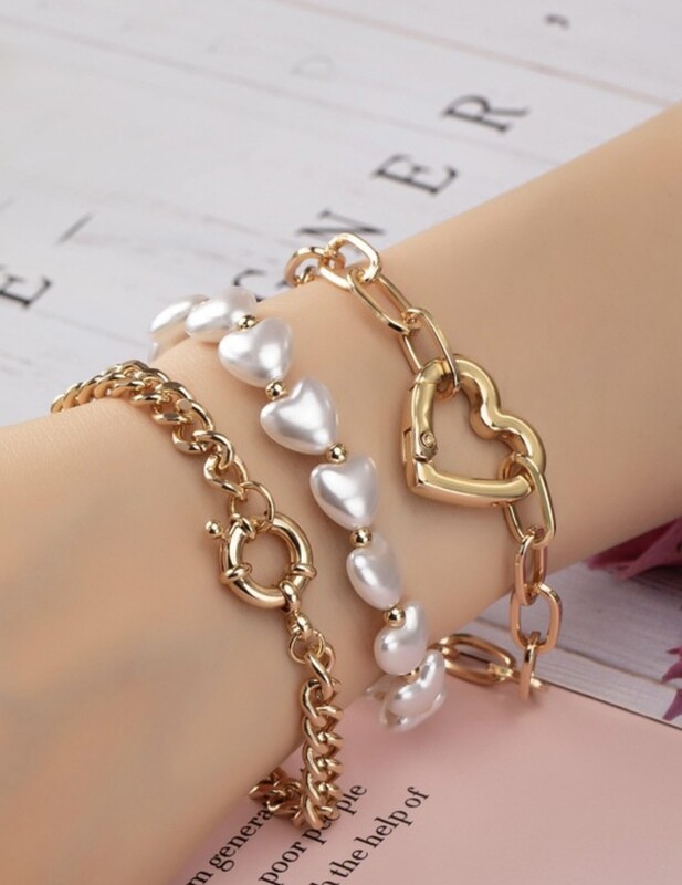 Bracelet Set with Heart Toggle &amp; Heart Pearls