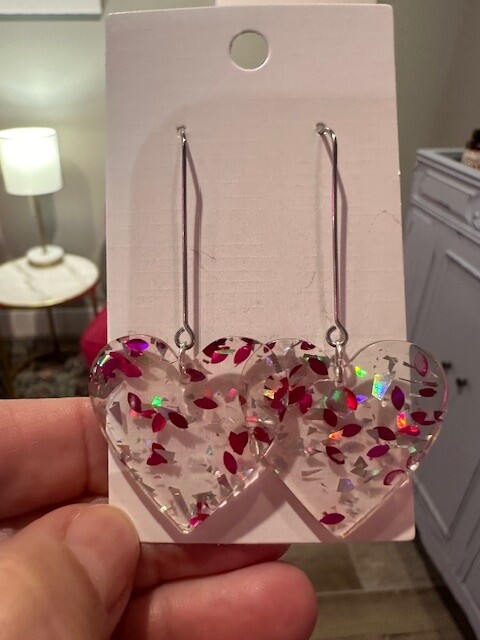 Pink Glitter Heart Drop