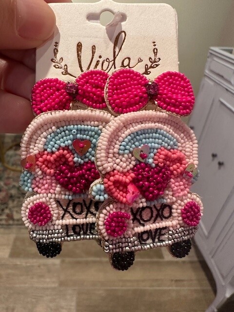 XOXO Love Bus Beaded Earrings