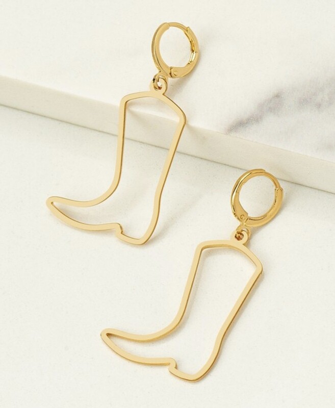 Cowboy Boot Earring, Gold