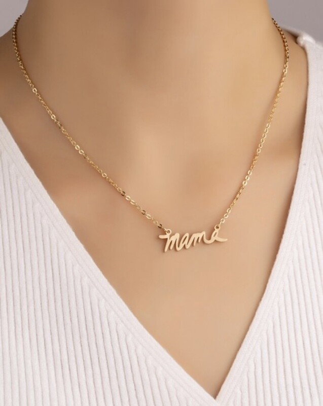 Brushed Brass Mama Pendant, Gold