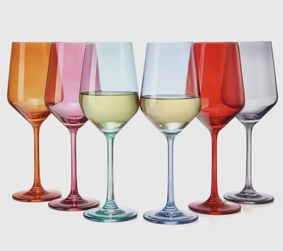Set Of 6, 12oz. Wine Glasses, Bright