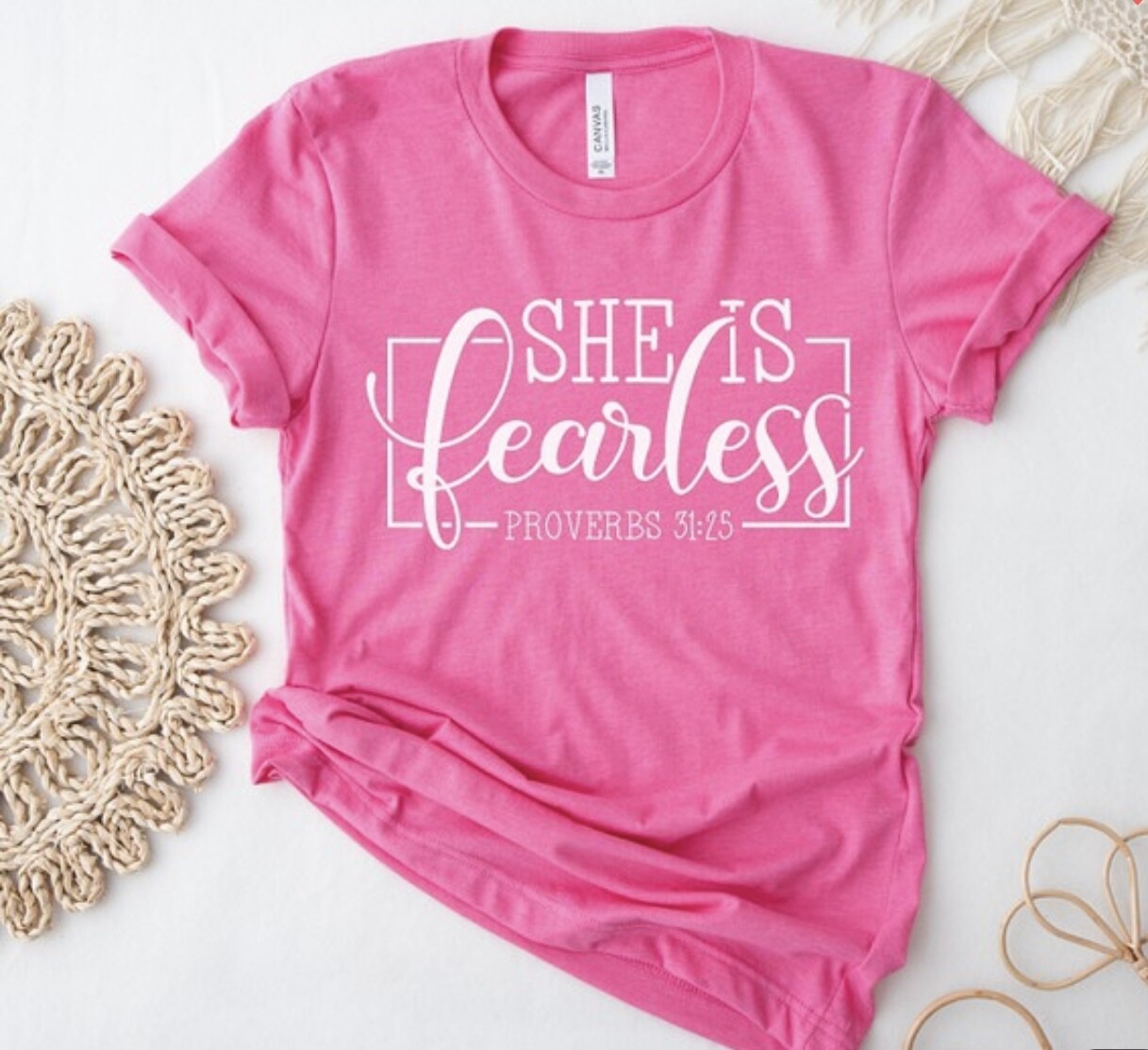 She Is Fearless Tee, Pink