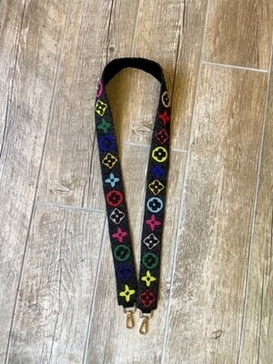 BB Beaded Purse Strap, Black with Color LV Dupe