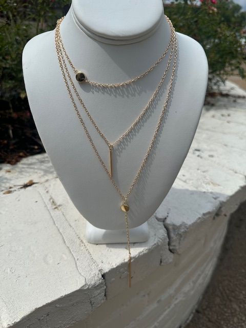 SMR Layered Bar Necklace, Silver