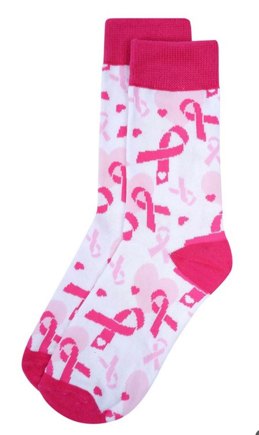 Pink Ribbon &amp; Heart Sock