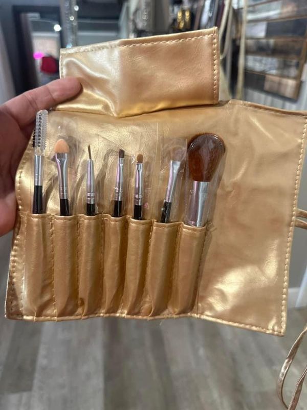Makeup Brush Roll Up Set, Gold
