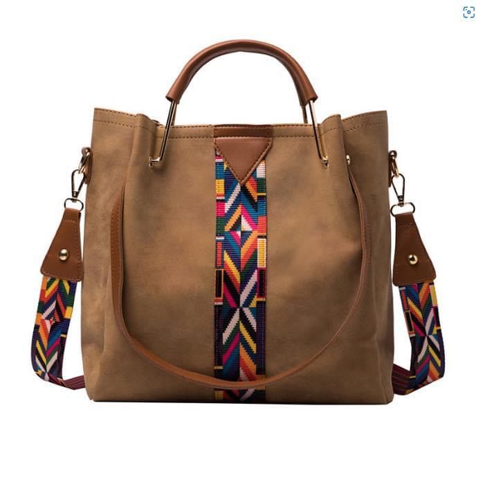 Suede Two Piece Bag, Brown
