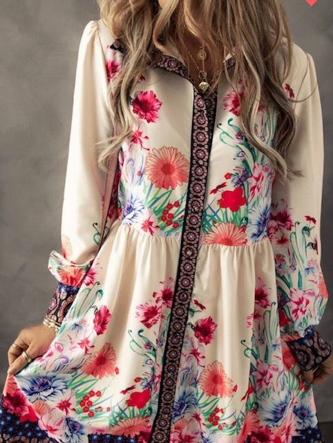 Floral Buttoned Shirt Dress