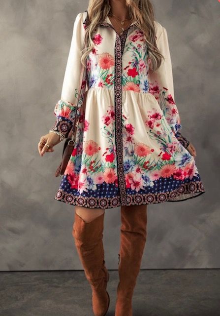 Floral Buttoned Shirt Dress