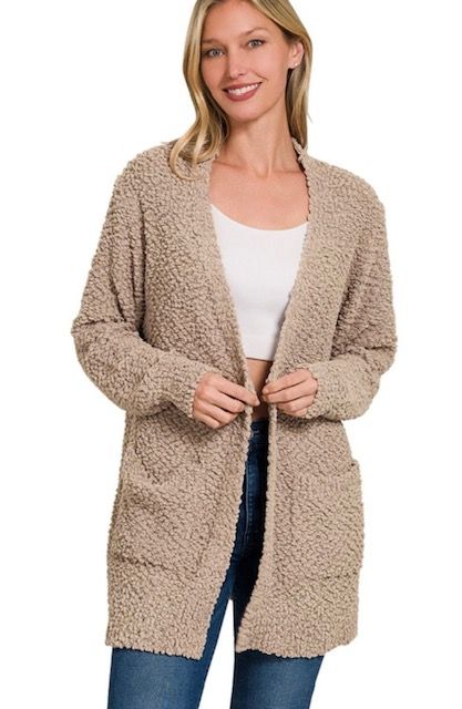 Popcorn Sweater Cardigan, Ash Mocha