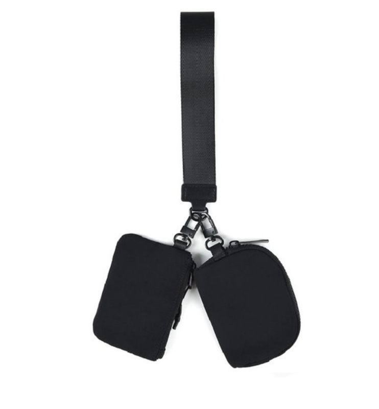 Dual Pouch Wristlet Dupe, Black