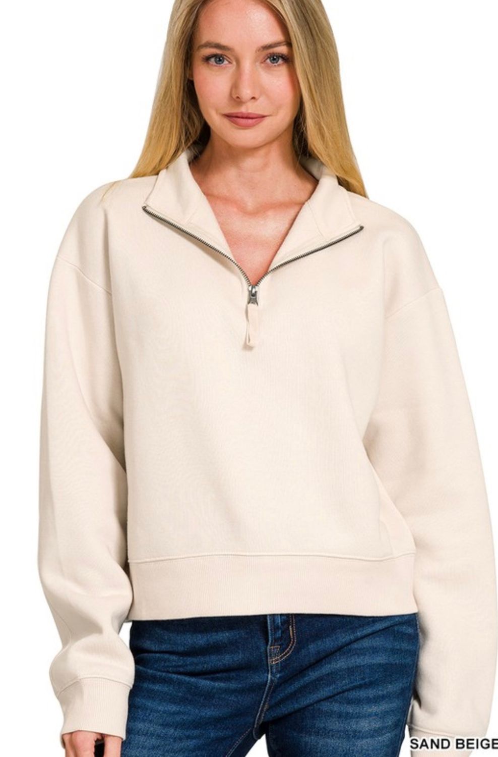 Half Zip Fleece, Sand