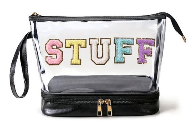 STUFF Chenille Double Bag, Clear/Black