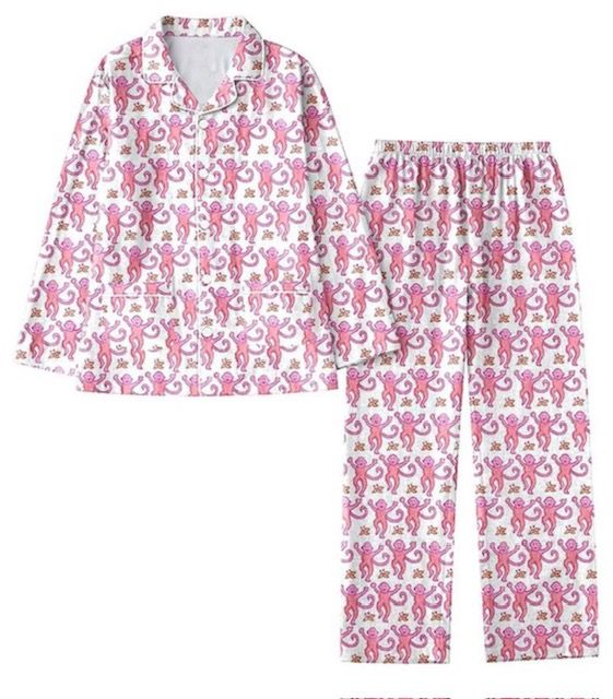 Monkey PJ Set, Pink
