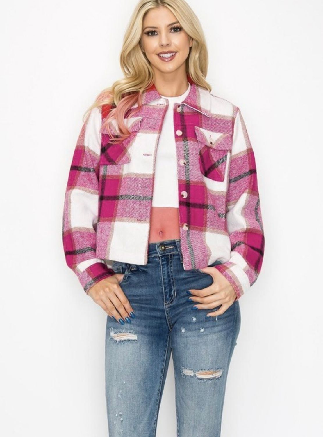 Lightweight Shacket, Fushia